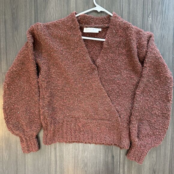 Astr The Label Womens Pullover Sweater Brown Long Sleeve Bishop Stretch Size XS - Picture 9 of 11